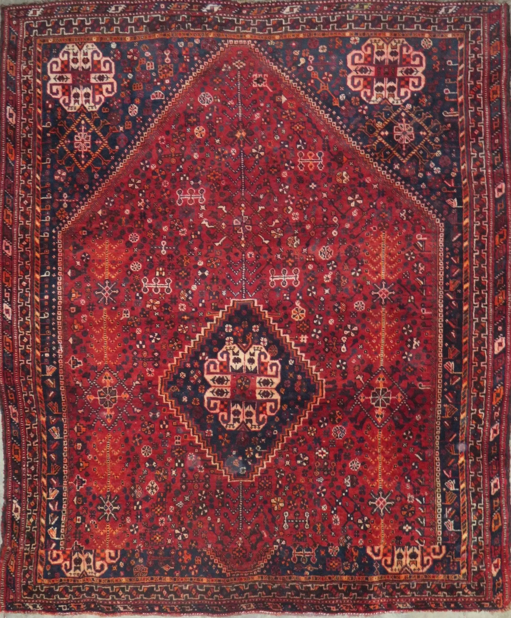 Hand-Knotted Persian Wool Rug _ Luxurious Vintage Design, 6'6" x 5'6", Artisan Crafted